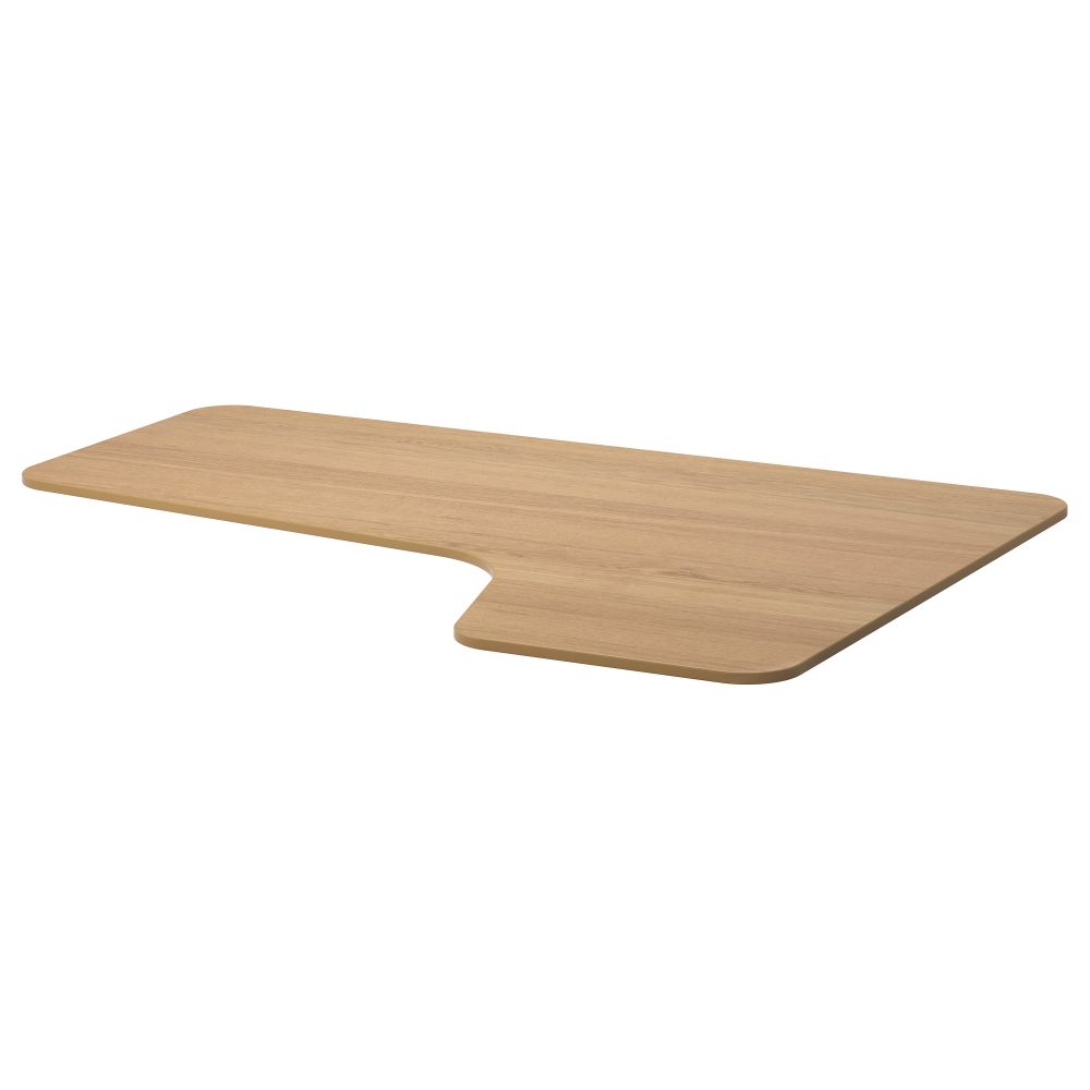 Столешница с вырезом, правая БЕКАНТ, дубовый шпон (160x110 см) - схема-чертеж с размерами