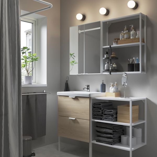 Комплект мебели для ванной,15 предмета, 122x43x87 cm IKEA TVÄLLEN ЛЕН ТВЭЛЛЕН, BEGIVENHET БЕГИВЕНХЕТ 493.376.42 - фото 3