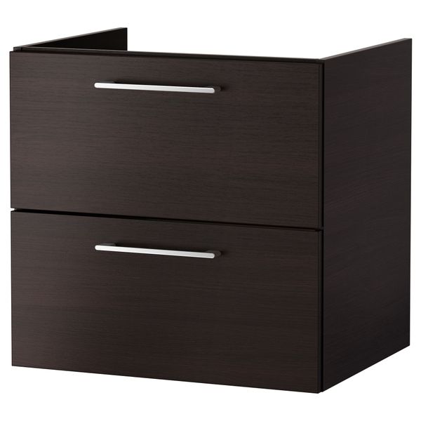 Шкаф для раковины с 2 ящиками ГОДМОРГОН, черно-коричневый - фото 1