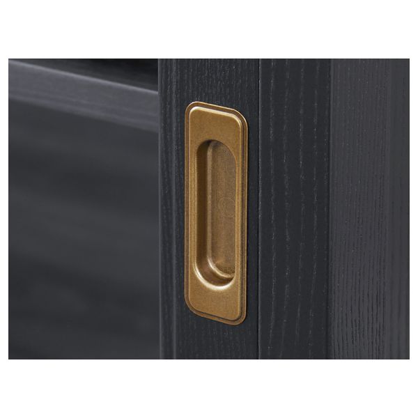 Тумба под ТВ с раздвижными дверцами МАЛЬШЁ, черная морилка черная морилка (160x48 см) - фото 2