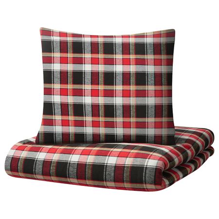 Пододеяльник и 2 наволочки, красный клетка 200x200/50x70 см IKEA STRIMKLÖVER СТРИМКЛЁВЕР 404.950.37