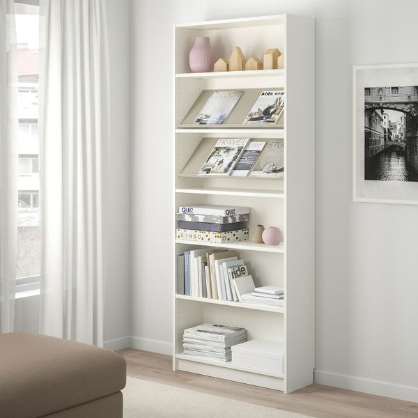 Стеллаж с наклонной полкой, белый, бежевый 80x28x202 см IKEA БИЛЛИ / БОТТНА 792.771.18 - фото 2