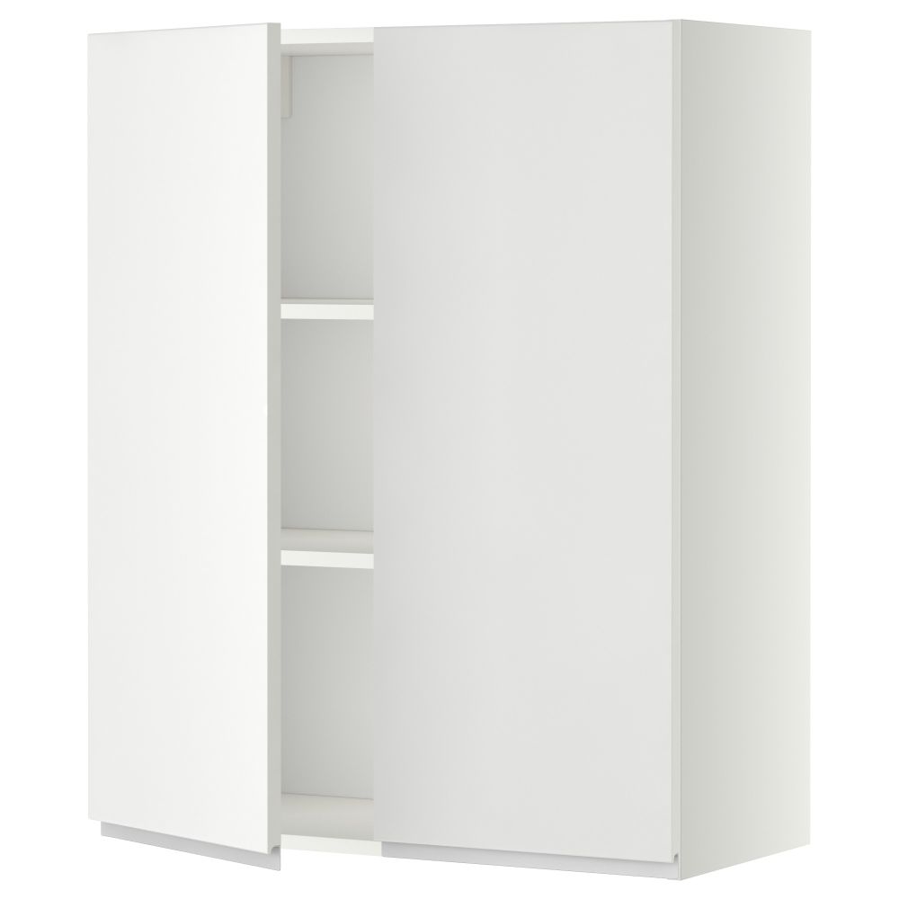 Навесной шкаф с полками, 2 дверцы МЕТОД, белый, Нодста белый - схема-чертеж с размерами