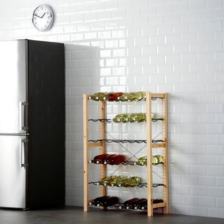 1 секция, полки для/бутылок, сосна/серый 89x30x124 см IKEA IVAR ИВАР 992.304.55