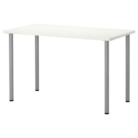Стол ХИССМОН / АДИЛЬС, белый, серебристый (120x60 см)