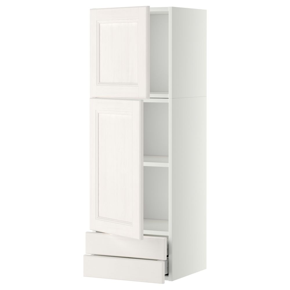 Навесной шкаф, 2 дверцы, 2 ящика МЕТОД / МАКСИМЕРА, белый, Лаксарби белый - фото 1