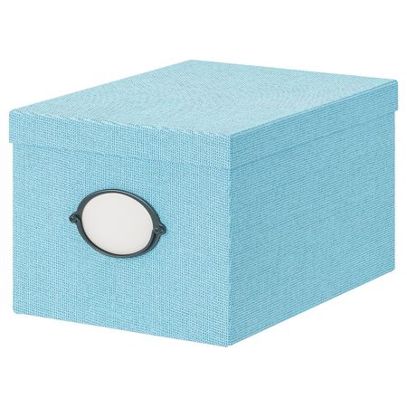 Коробка с крышкой, синий, 25x35x20 см IKEA КВАРНВИК 203.970.66