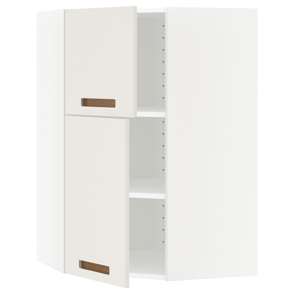 Угловой навесной шкаф + полки, 2 дверцы МЕТОД, белый, Мэрста белый (68x100 см) - схема-чертеж с размерами