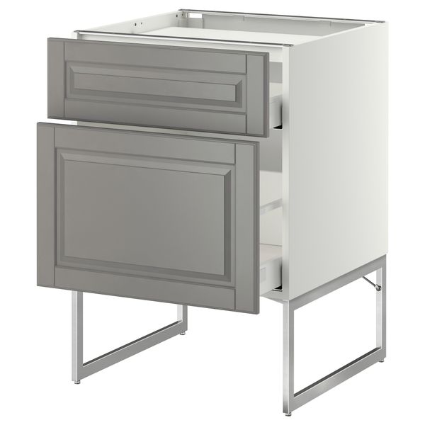 Напольный шкаф, 2 фронтальных панели, 3 ящика МЕТОД / МАКСИМЕРА, белый, Будбин серый - схема-чертеж с размерами