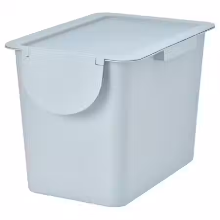 TRÖSKNING ТРЁСКНИНГ Контейнер с крышкой - серо-синий светлый 25 л