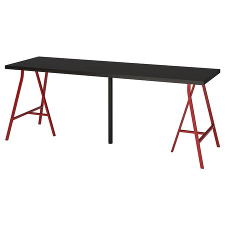 Стол, черно-коричневый/красный 200x60 см IKEA LINNMON ЛИННМОН / LERBERG ЛЕРБЕРГ 193.355.74