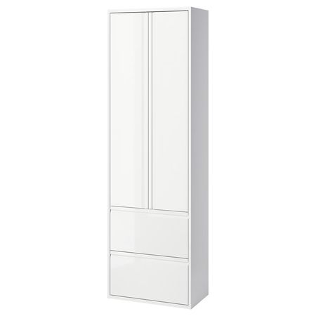 ÄNGSJÖN Высокий шкаф с дверцами/ящиками - глянцевый белый 60x35x195 см