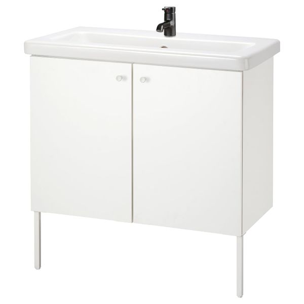 Шкаф под раковину с 2 дверец, белый/Сальен смеситель 84x43x88 см IKEA FISKÅN ФИСКОН / TVÄLLEN ТВЭЛЛЕН 894.304.69 - фото 1