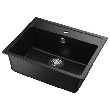 Мойка одинарная врезная ХЭЛЛВИКЕН, черный кварцевый композит, кварцевый композит (56x50 см)