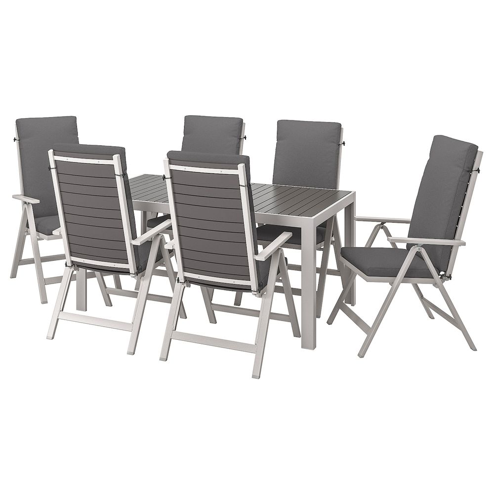 Стол+6кресел,д/сада, темно-серый, ФРЁСЁН/ДУВХОЛЬМЕН темно-серый 156x90 см IKEA ШЭЛЛАНД 392.668.81 - фото 1