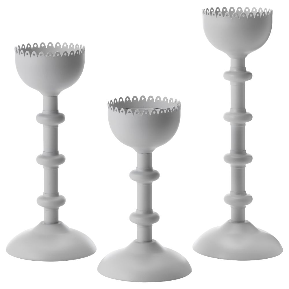 Набор подсвечников, 3 шт. ХОРФИН, серый - фото 1