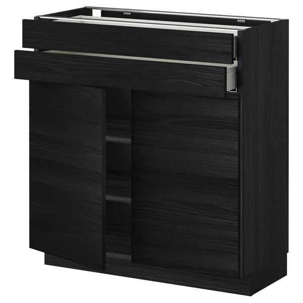 Напольный шкаф, 2 дверцы, 2 ящика МЕТОД / МАКСИМЕРА, черный, Тингсрид черный - фото 1