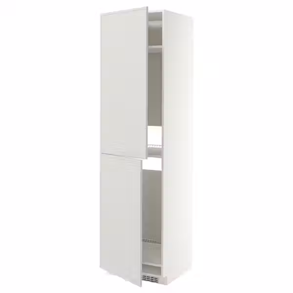 METOD Высокий шкаф д/холодильн/морозильн - белый/Aspudden светло-серый 60x60x220 см - фото 1