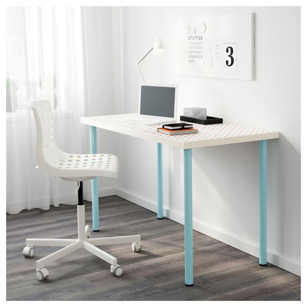 Стол ЛИННМОН / АДИЛЬС, с рисунком, светлая бирюза (120x60 см) - схема-чертеж с размерами