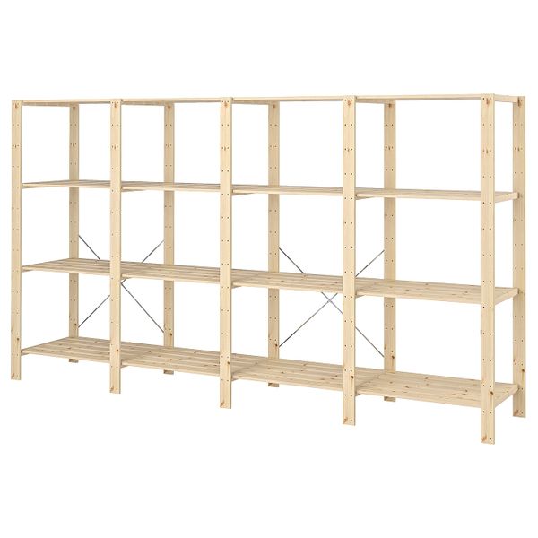 4 секции/полки, хвойное дерево 307x50x171 см IKEA HEJNE ХЕЙНЕ 992.274.48 - фото 2