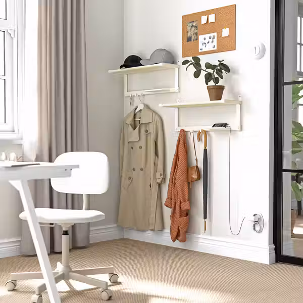 SKOMAKARE Полка навесная - белый/осина 65x26 см - схема-чертеж с размерами