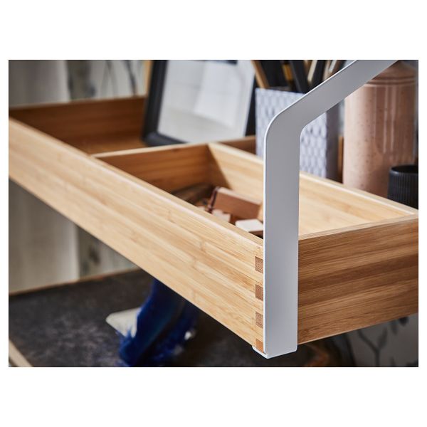 Рабочее место – комбинация, бамбук, белый 233x35x176 см IKEA СВАЛЬНЭС 392.051.28 - фото 3