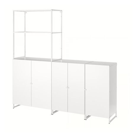 JOSTEIN Стеллаж с дверцами - д/дома/улицы/белый 182x44x180 см