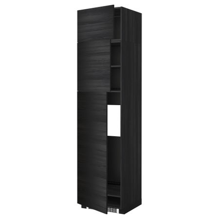 Высокий шкаф для холодильника, 3 дверцы МЕТОД, черный, Тингсрид черный (60x60x240 см)
