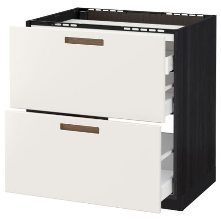 Напольный шкаф, 2 фронтальных панели, 3 ящика МЕТОД / МАКСИМЕРА, черный, Мэрста белый