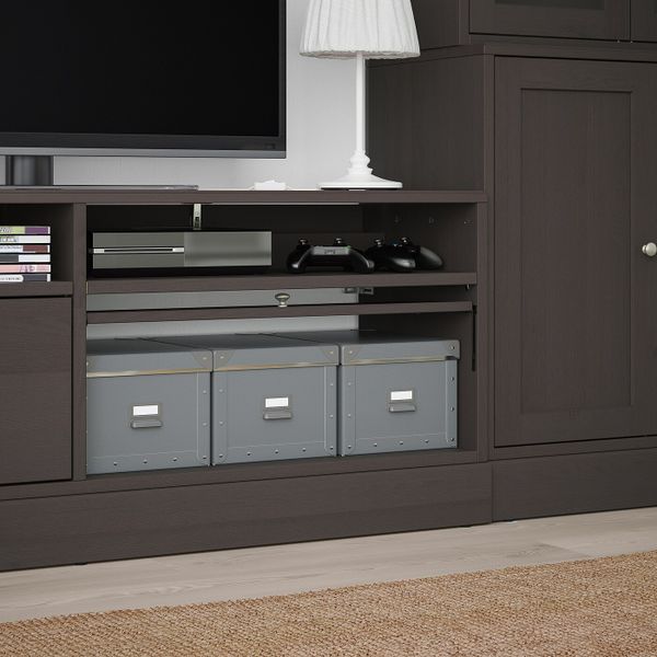 Шкаф для ТВ, комбинированный, стекляные дверцы, темно-коричневый 322x47x212 см IKEA ХАВСТА 892.658.22 - фото 5