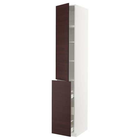 Высокий шкаф, выдвижной секцией, 3 ящика, 1дверцы, 2полками, 40x60x240 cm IKEA METOD МЕТОД, MAXIMERA МАКСИМЕРА 794.676.51