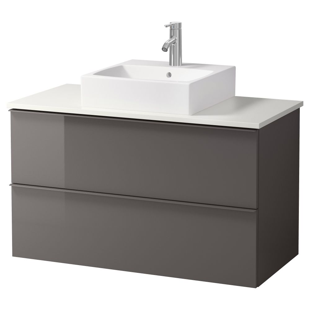 Шк п-раковину/столешн45x45/раковина  , глянцевый серый, белый (102x49x72 см) - схема-чертеж с размерами