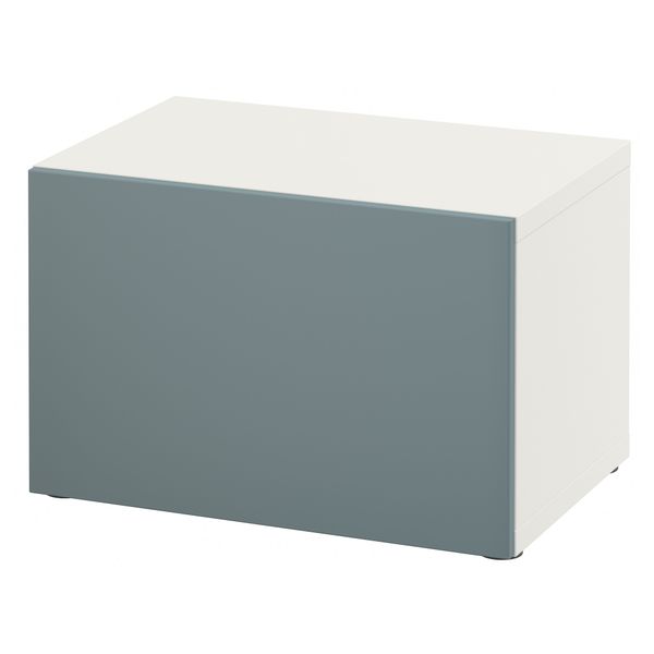 Стеллаж с дверью БЕСТО, белый, Вальвикен серо-бирюзовый (60x40x38 см) - схема-чертеж с размерами