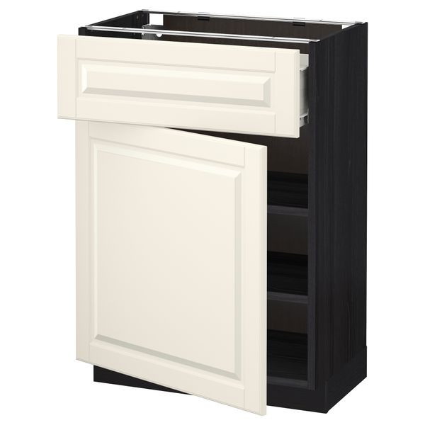 Напольный шкаф с ящиком, дверью МЕТОД / ФОРВАРА, черный, Будбин белый с оттенком - схема-чертеж с размерами