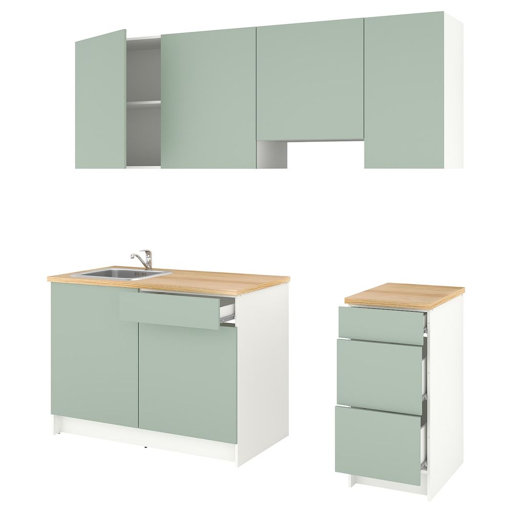 Кухня, серо-зеленый 220x61x220 см IKEA KNOXHULT КНОКСХУЛЬТ 594.143.62 - фото 1