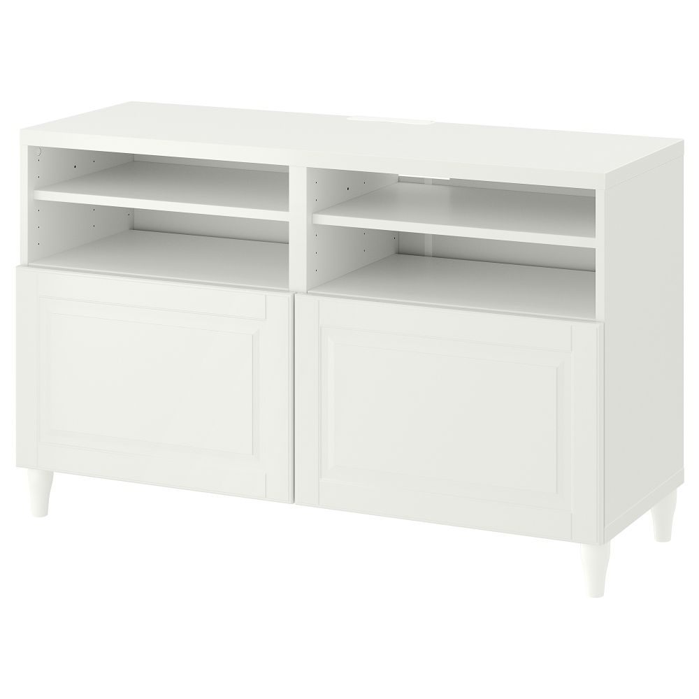 Тумба под ТВ, с дверцами, белый, СМЕВИКЕН, КАББАРП белый, 120x42x74 см IKEA BESTÅ БЕСТО 193.845.45 - фото 1