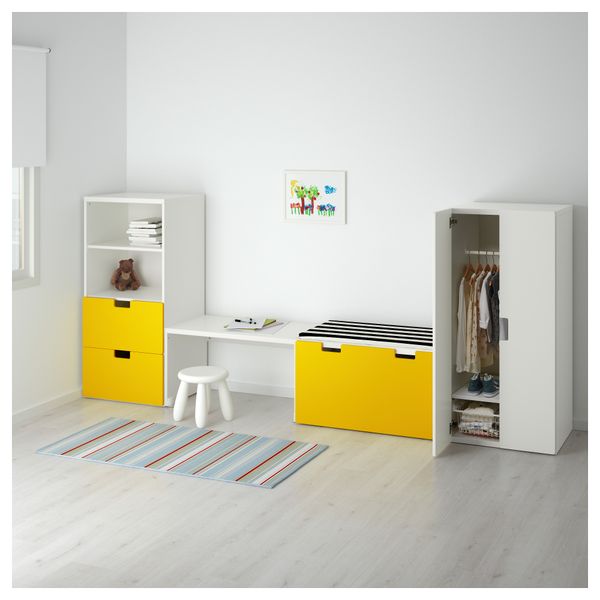 Комбинация для хранения со скамьей СТУВА, белый, желтый (300x50x128 см) - фото 2