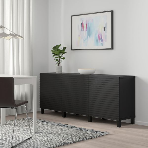 Комбинация для хранения с дверцами, черно-коричневый/СТОККВ/стуббарп антрацит 180x42x74 см IKEA BESTÅ БЕСТО 493.025.72 - фото 2