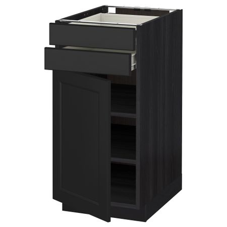 Напольный шкаф с дверцей, 2 ящиками МЕТОД / ФОРВАРА, черный, Лаксарби черно-коричневый