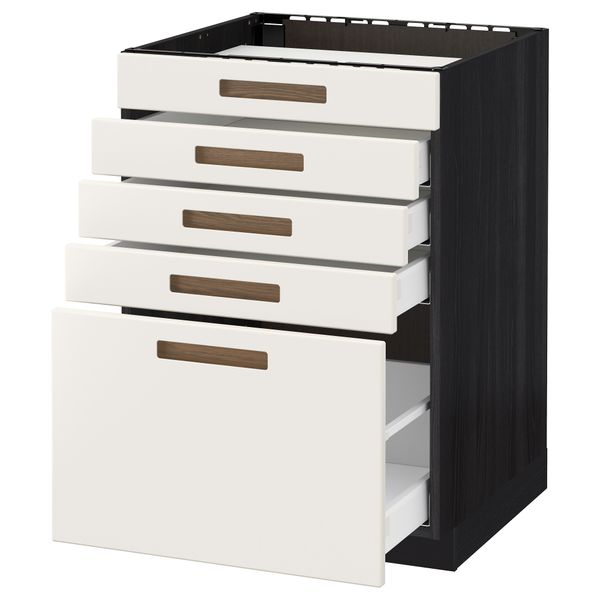 Напольный шкаф для варочной панели, 5 фасадов, 4 ящиков МЕТОД / МАКСИМЕРА, черный, Мэрста белый - схема-чертеж с размерами