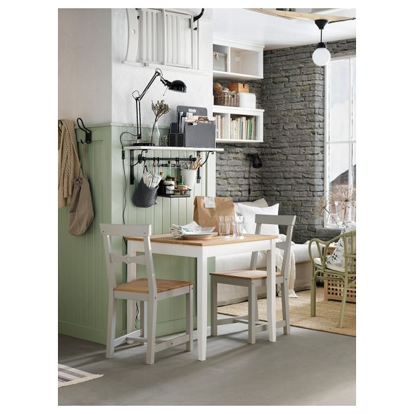 Стол, светлая морилка антик/белая морилка 74x74 см IKEA LERHAMN ЛЕРХАМН 404.442.60 - фото 4