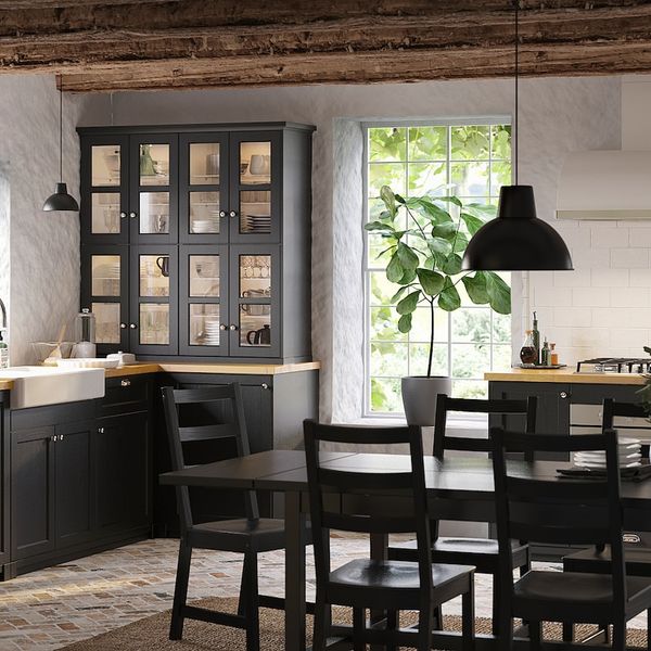 Дверь, черная морилка 60x100 см IKEA LERHYTTAN ЛЕРХЮТТАН 003.564.96 - схема-чертеж с размерами