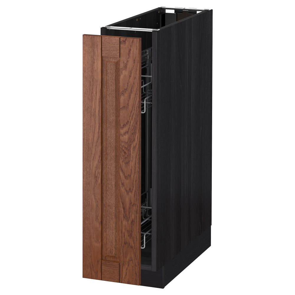 Напольный шкаф, выдвижной внутрений элемент МЕТОД, черный, Филипстад коричневый (20x60 см) - схема-чертеж с размерами