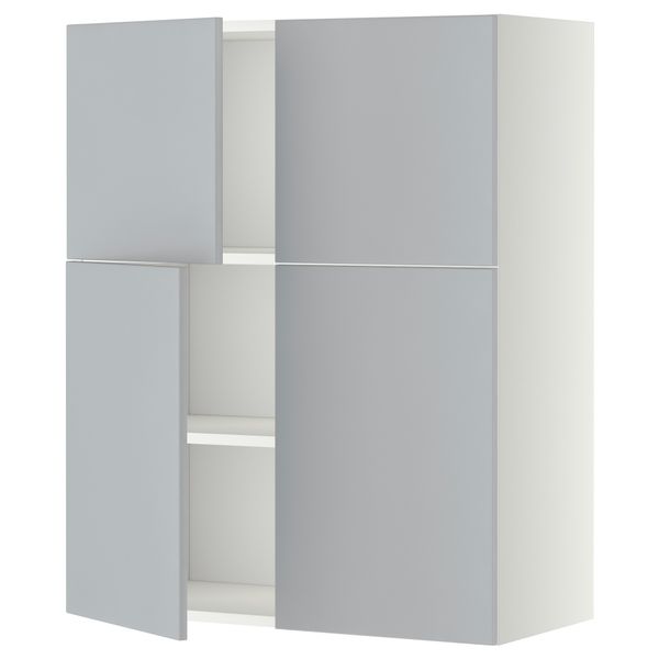 Навесной шкаф с полками, 4 дверцы МЕТОД, белый, Веддинге серый (80x100 см) - схема-чертеж с размерами