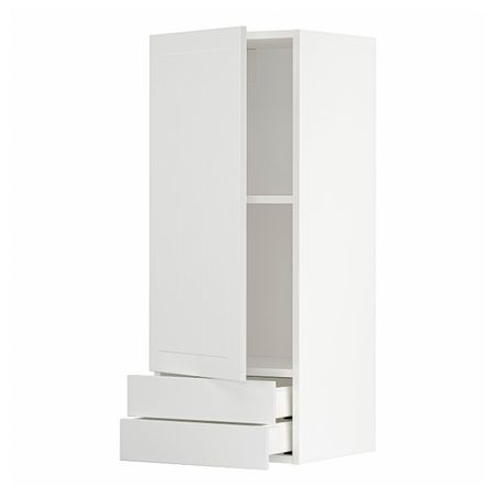 Навесной шкаф с дверцей, 2 ящика, белый/Стенсунд белый 40x100 см IKEA METOD МЕТОД / MAXIMERA МАКСИМЕРА 594.448.87