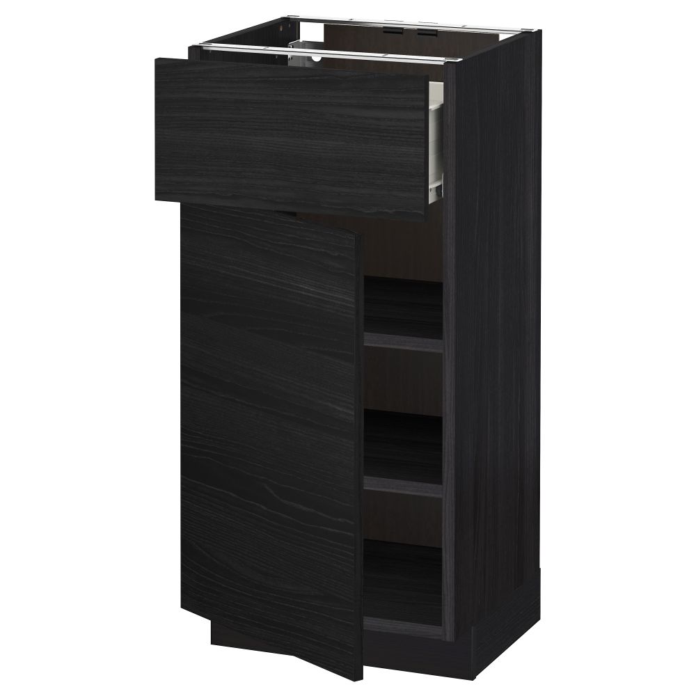 Напольный шкаф с ящиком, дверью МЕТОД / ФОРВАРА, черный, Тингсрид черный - схема-чертеж с размерами