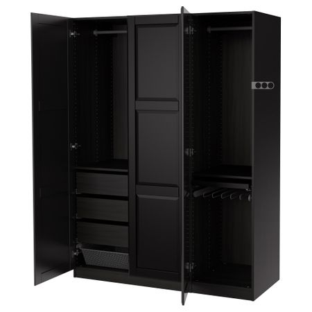 Гардероб ПАКС, черно-коричневый, Ундредаль черный