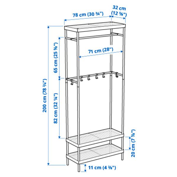 MACKAPÄR Вешалка с отделением д/хранения - белый 78x32x200 см - фото 6