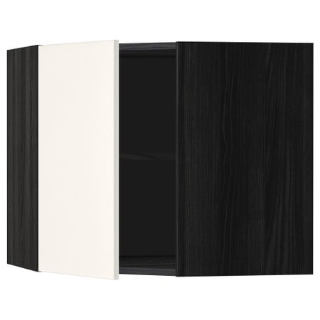 Угловой навесной шкаф с полками МЕТОД, черный, Веддинге белый