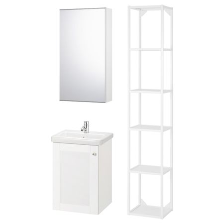 Комплект мебели для ванной,7 предм., Йельсен белый/ПИЛКОН смеситель 44x43x65 см IKEA FISKÅN ФИСКОН / TVÄLLEN ТВЭЛЛЕН 994.360.84